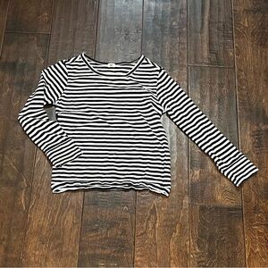 Kids Black and White Striped Long Sleeve Top